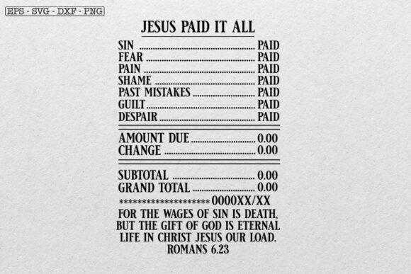 Jesus Paid It All SVG PNG for Real Embroidery Projects